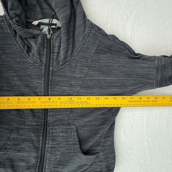 Athleta Tiger Terry Zip-Up Hoodie Heathered Gray Cinch Waist Sweatshirt Women XS - Picture 9 of 13